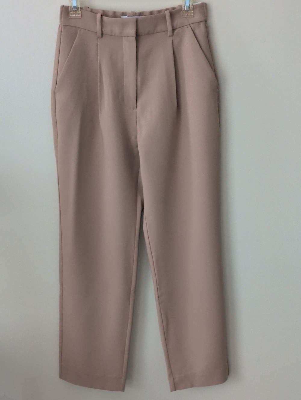 Abercrombie & Fitch Taupe High-Rise Pleated Trousers